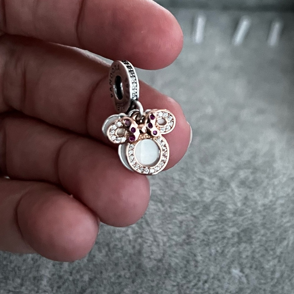 Pandora Disney, Minnie Mouse Silhouette Double Dangle Charm | Rose Gold-Plated